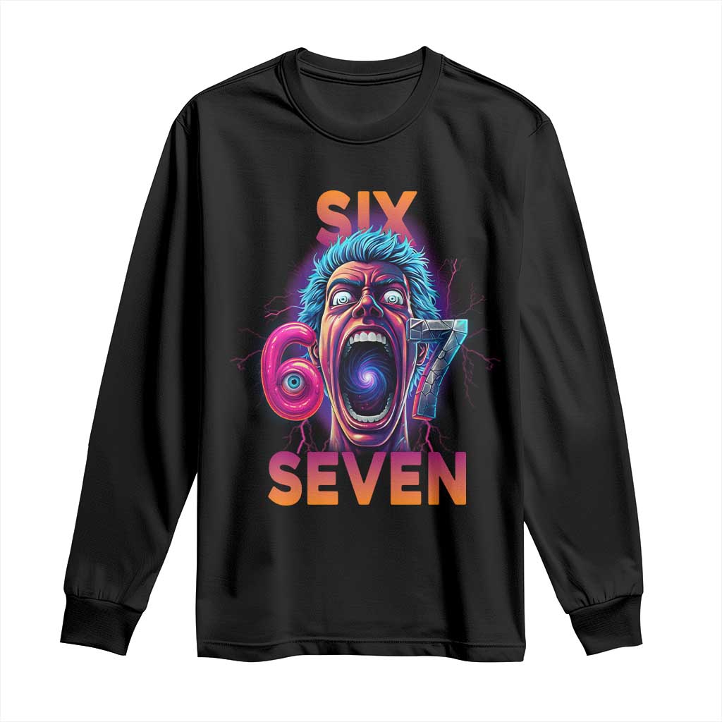 Mason 67 Chaos Edition Long Sleeve Shirt Psychedelic Screaming Six Seven Meme TS02 Black Print Your Wear