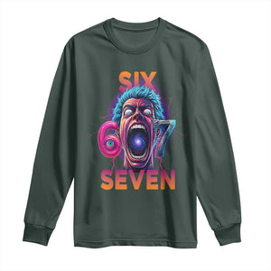 Mason 67 Chaos Edition Long Sleeve Shirt Psychedelic Screaming Six Seven Meme TS02 Dark Forest Green Print Your Wear