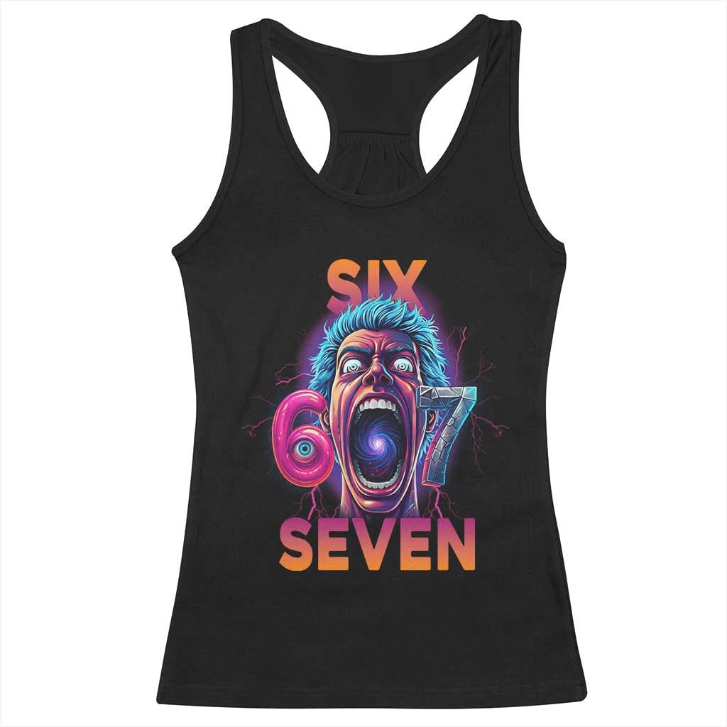 Mason 67 Chaos Edition Racerback Tank Top Psychedelic Screaming Six Seven Meme TS02 Black Print Your Wear