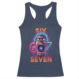 Mason 67 Chaos Edition Racerback Tank Top Psychedelic Screaming Six Seven Meme TS02 Navy Print Your Wear