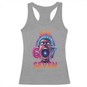 Mason 67 Chaos Edition Racerback Tank Top Psychedelic Screaming Six Seven Meme TS02 Sport Gray Print Your Wear