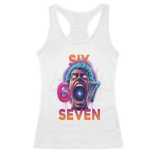 Mason 67 Chaos Edition Racerback Tank Top Psychedelic Screaming Six Seven Meme TS02 White Print Your Wear