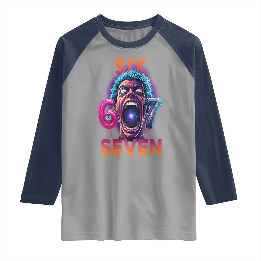 Mason 67 Chaos Edition Raglan Shirt Psychedelic Screaming Six Seven Meme TS02 Sport Gray Navy Print Your Wear