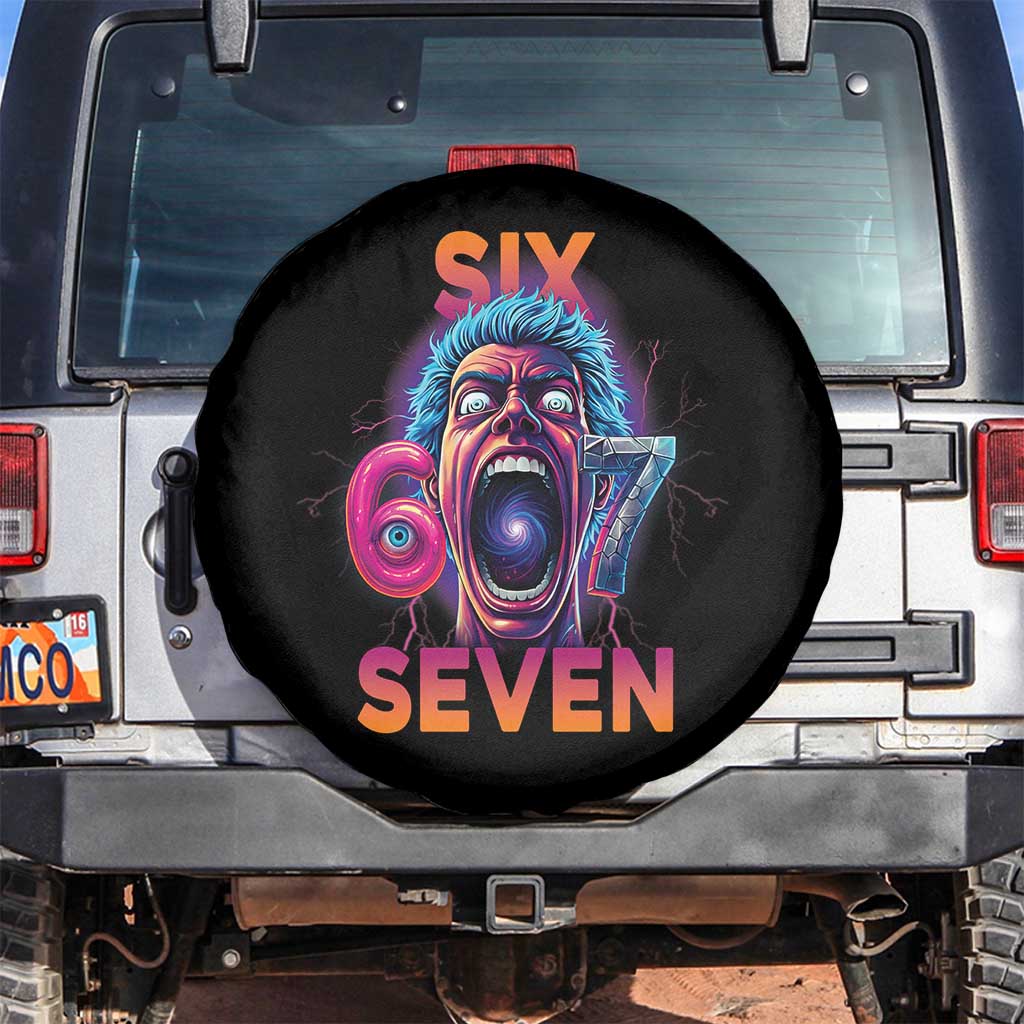 Mason 67 Chaos Edition Spare Tire Cover Psychedelic Screaming Six Seven Meme TS02 No hole Black Print Your Wear