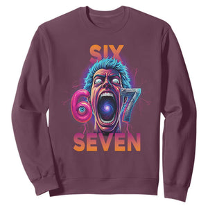 Mason 67 Chaos Edition Sweatshirt Psychedelic Screaming Six Seven Meme TS02 Maroon Print Your Wear