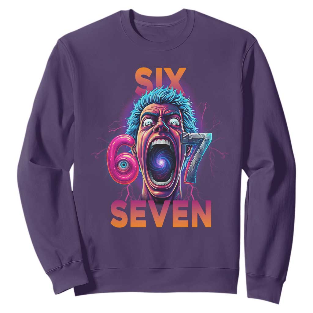 Mason 67 Chaos Edition Sweatshirt Psychedelic Screaming Six Seven Meme TS02 Purple Print Your Wear