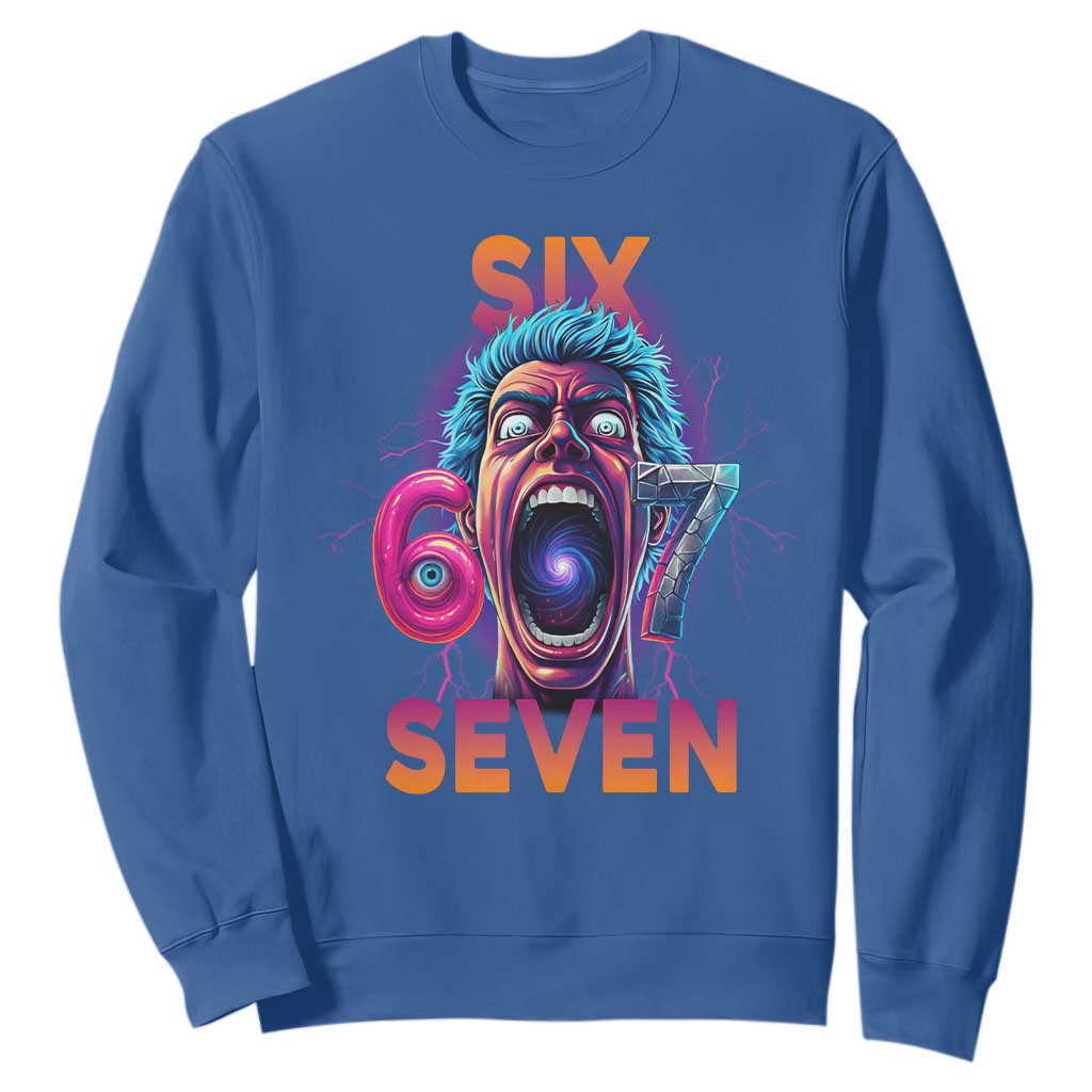 Mason 67 Chaos Edition Sweatshirt Psychedelic Screaming Six Seven Meme TS02 Royal Blue Print Your Wear