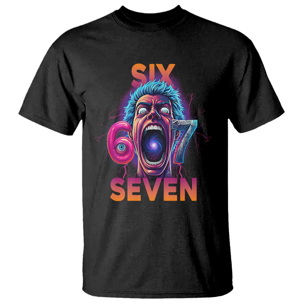 Mason 67 Chaos Edition T Shirt Psychedelic Screaming Six Seven Meme TS02 Black Print Your Wear