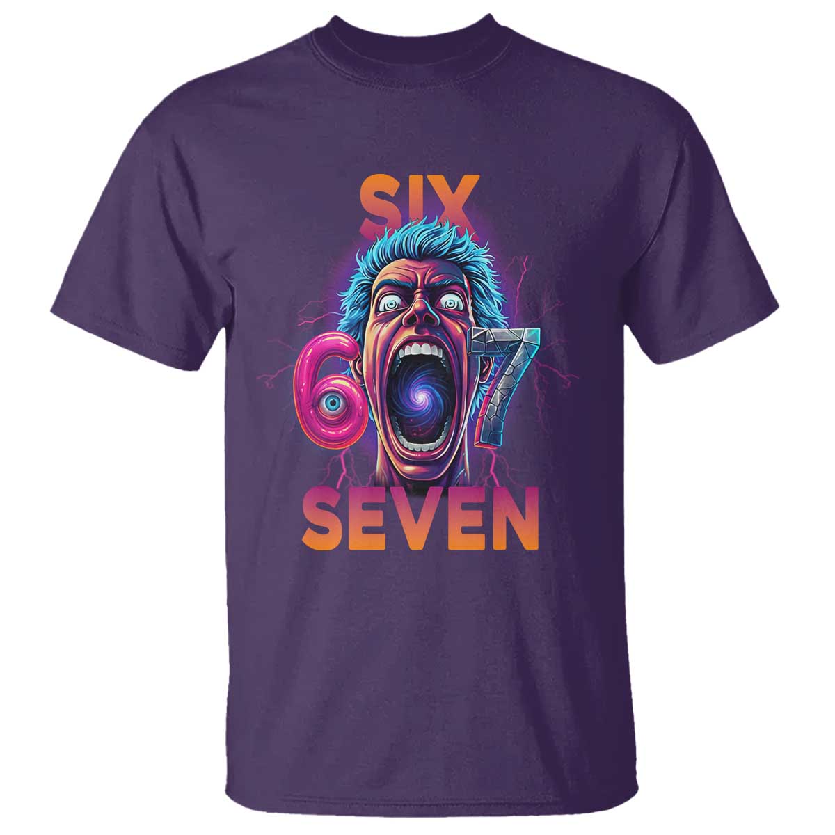 Mason 67 Chaos Edition T Shirt Psychedelic Screaming Six Seven Meme TS02 Purple Print Your Wear