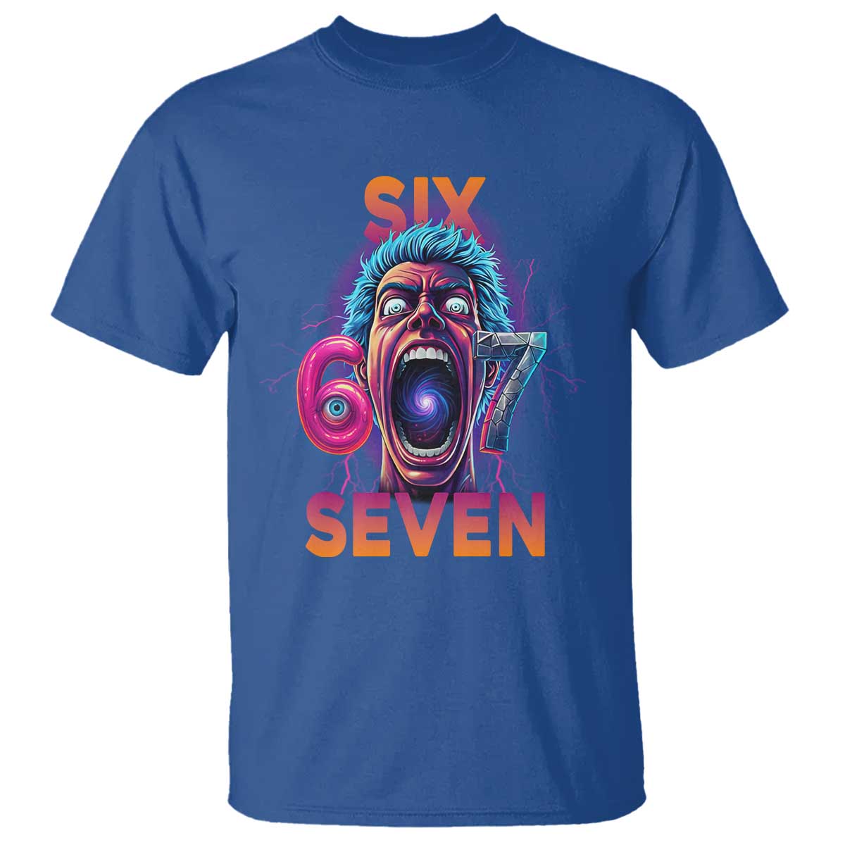 Mason 67 Chaos Edition T Shirt Psychedelic Screaming Six Seven Meme TS02 Royal Blue Print Your Wear