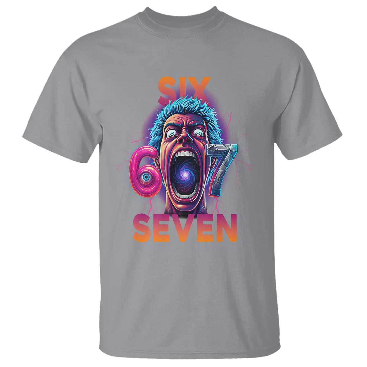 Mason 67 Chaos Edition T Shirt Psychedelic Screaming Six Seven Meme TS02 Sport Gray Print Your Wear