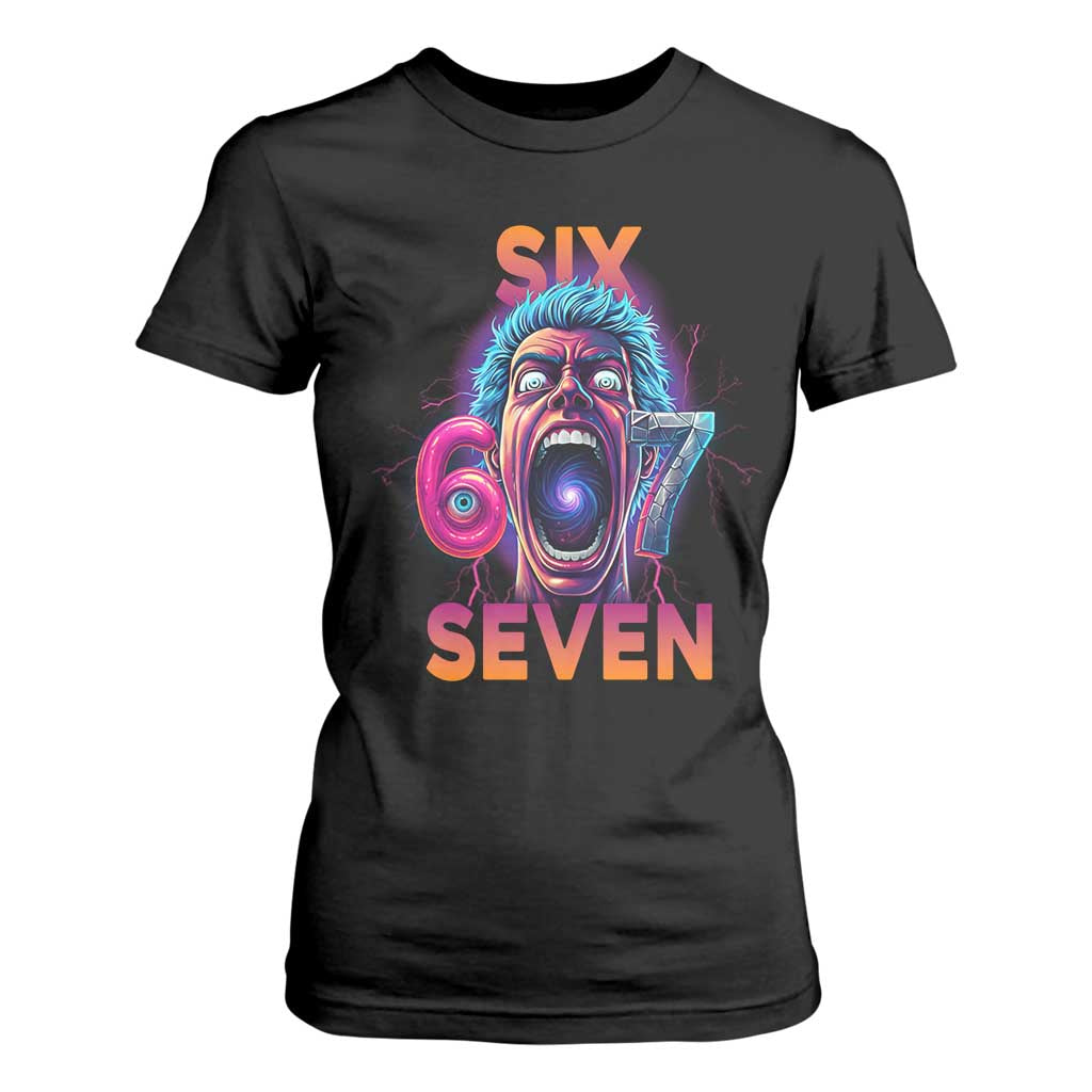 Mason 67 Chaos Edition T Shirt For Women Psychedelic Screaming Six Seven Meme TS02 Black Print Your Wear