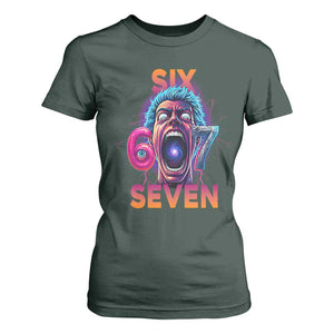 Mason 67 Chaos Edition T Shirt For Women Psychedelic Screaming Six Seven Meme TS02 Dark Forest Green Print Your Wear