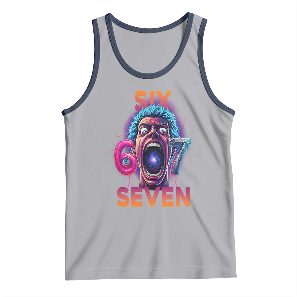 Mason 67 Chaos Edition Tank Top Psychedelic Screaming Six Seven Meme TS02 Athletic Heather Navy Print Your Wear