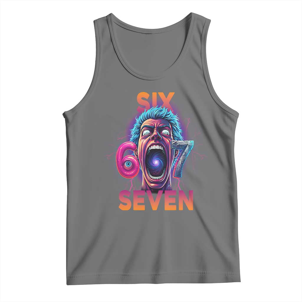 Mason 67 Chaos Edition Tank Top Psychedelic Screaming Six Seven Meme TS02 Black Heather Print Your Wear