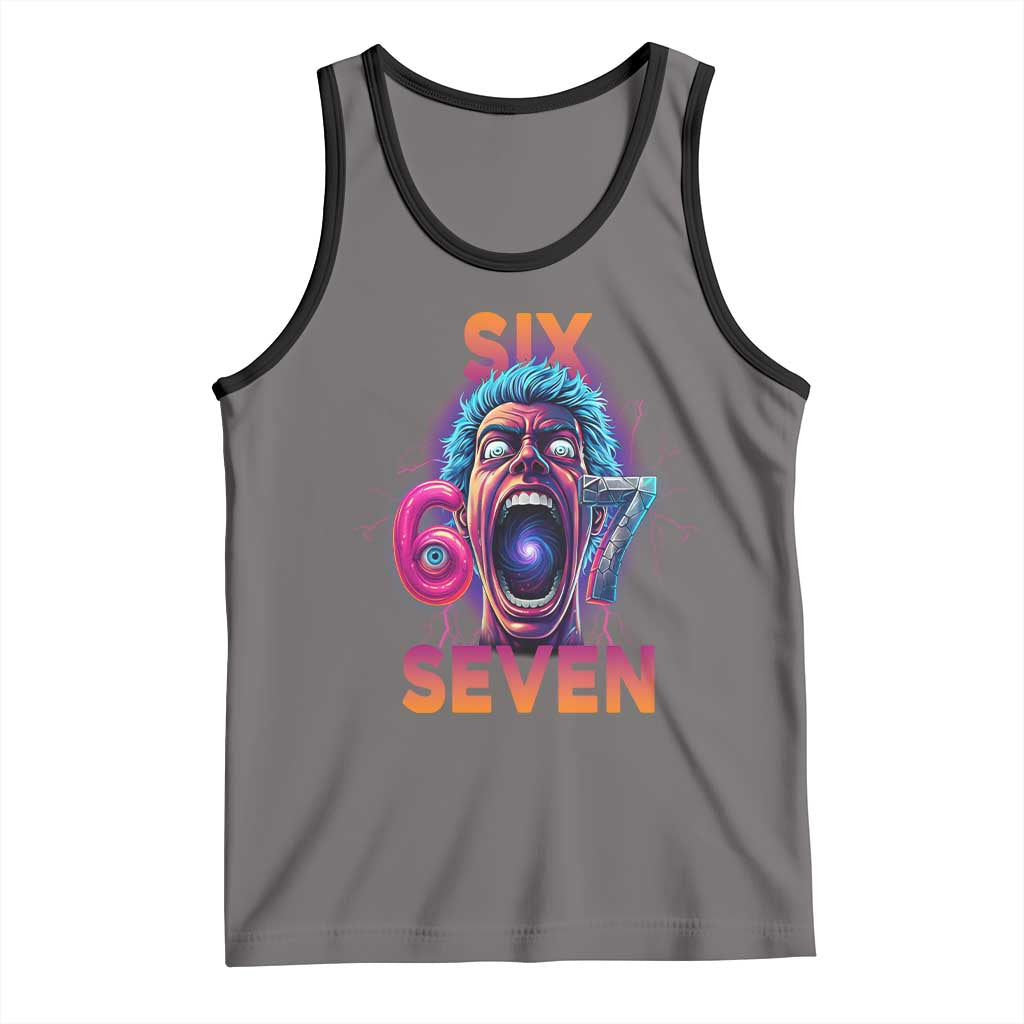 Mason 67 Chaos Edition Tank Top Psychedelic Screaming Six Seven Meme TS02 Deep Heather Black Print Your Wear