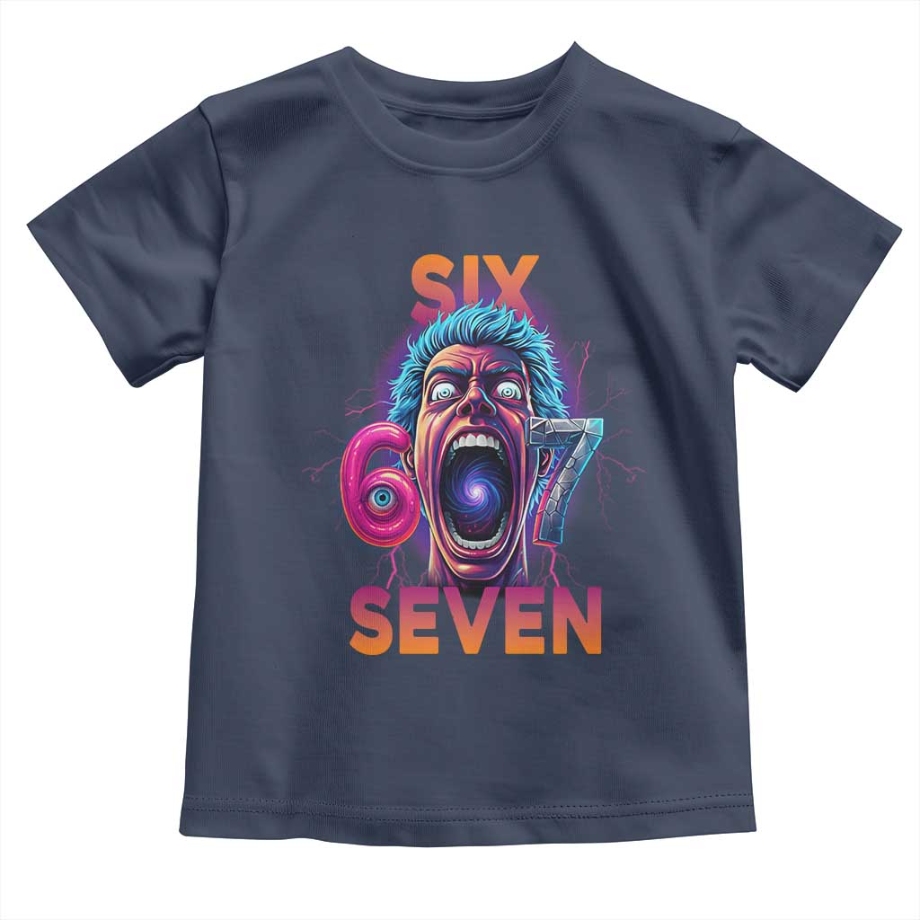Mason 67 Chaos Edition Toddler T Shirt Psychedelic Screaming Six Seven Meme TS02 Navy Print Your Wear