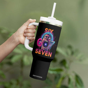 Mason 67 Chaos Edition Tumbler With Handle Psychedelic Screaming Six Seven Meme TS02 Print Your Wear