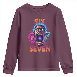 Mason 67 Chaos Edition Youth Sweatshirt Psychedelic Screaming Six Seven Meme TS02 Maroon Print Your Wear
