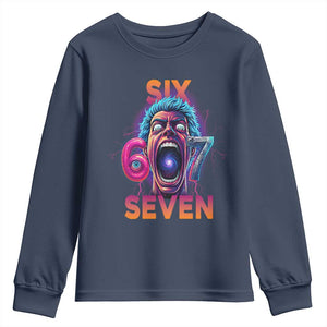 Mason 67 Chaos Edition Youth Sweatshirt Psychedelic Screaming Six Seven Meme TS02 Navy Print Your Wear