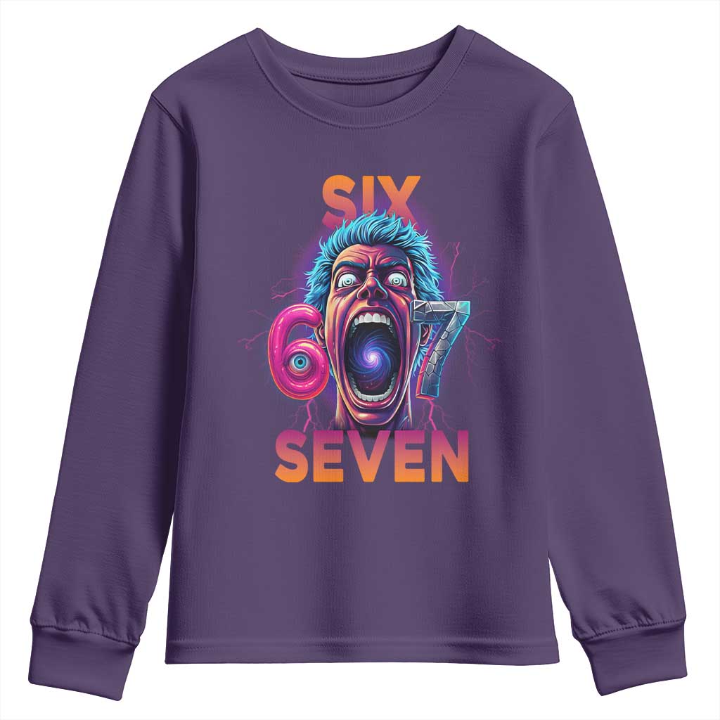 Mason 67 Chaos Edition Youth Sweatshirt Psychedelic Screaming Six Seven Meme TS02 Purple Print Your Wear