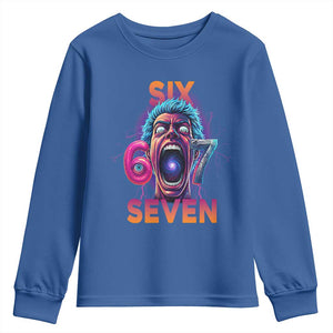 Mason 67 Chaos Edition Youth Sweatshirt Psychedelic Screaming Six Seven Meme TS02 Royal Blue Print Your Wear