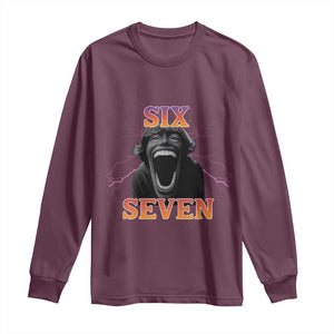 Mason 67 Kid Meme Long Sleeve Shirt Devil Edit Viral Six Seven Scream TS02 Maroon Print Your Wear