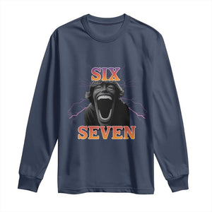 Mason 67 Kid Meme Long Sleeve Shirt Devil Edit Viral Six Seven Scream TS02 Navy Print Your Wear