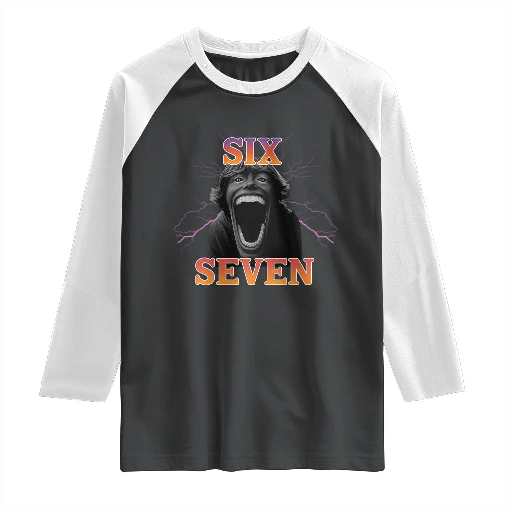 Mason 67 Kid Meme Raglan Shirt Devil Edit Viral Six Seven Scream TS02 Black White Print Your Wear
