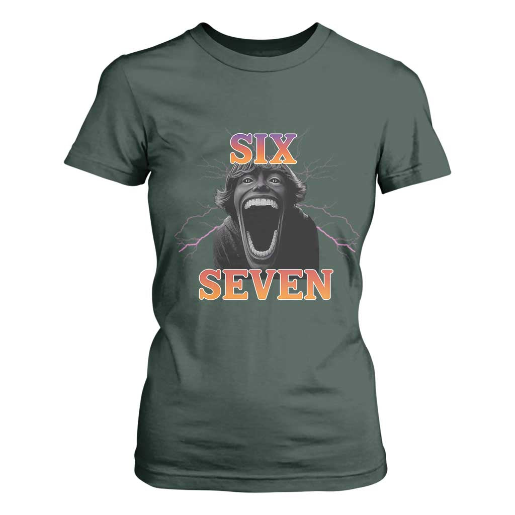 Mason 67 Kid Meme T Shirt For Women Devil Edit Viral Six Seven Scream TS02 Dark Forest Green Print Your Wear