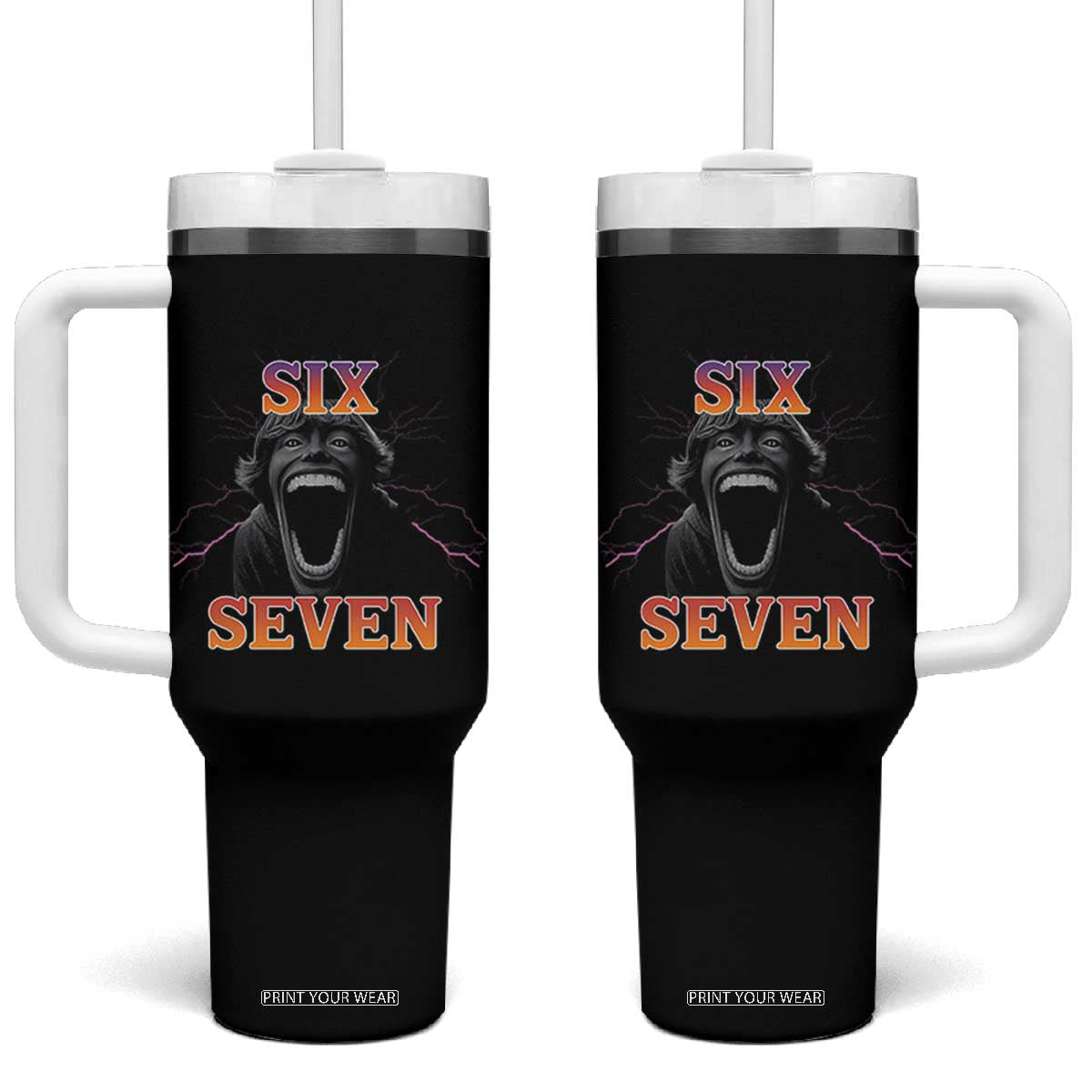Mason 67 Kid Meme Tumbler With Handle Devil Edit Viral Six Seven Scream TS02 One Size: 40 oz Black Print Your Wear