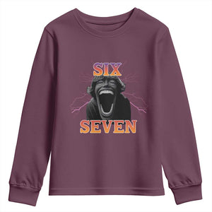 Mason 67 Kid Meme Youth Sweatshirt Devil Edit Viral Six Seven Scream TS02 Maroon Print Your Wear