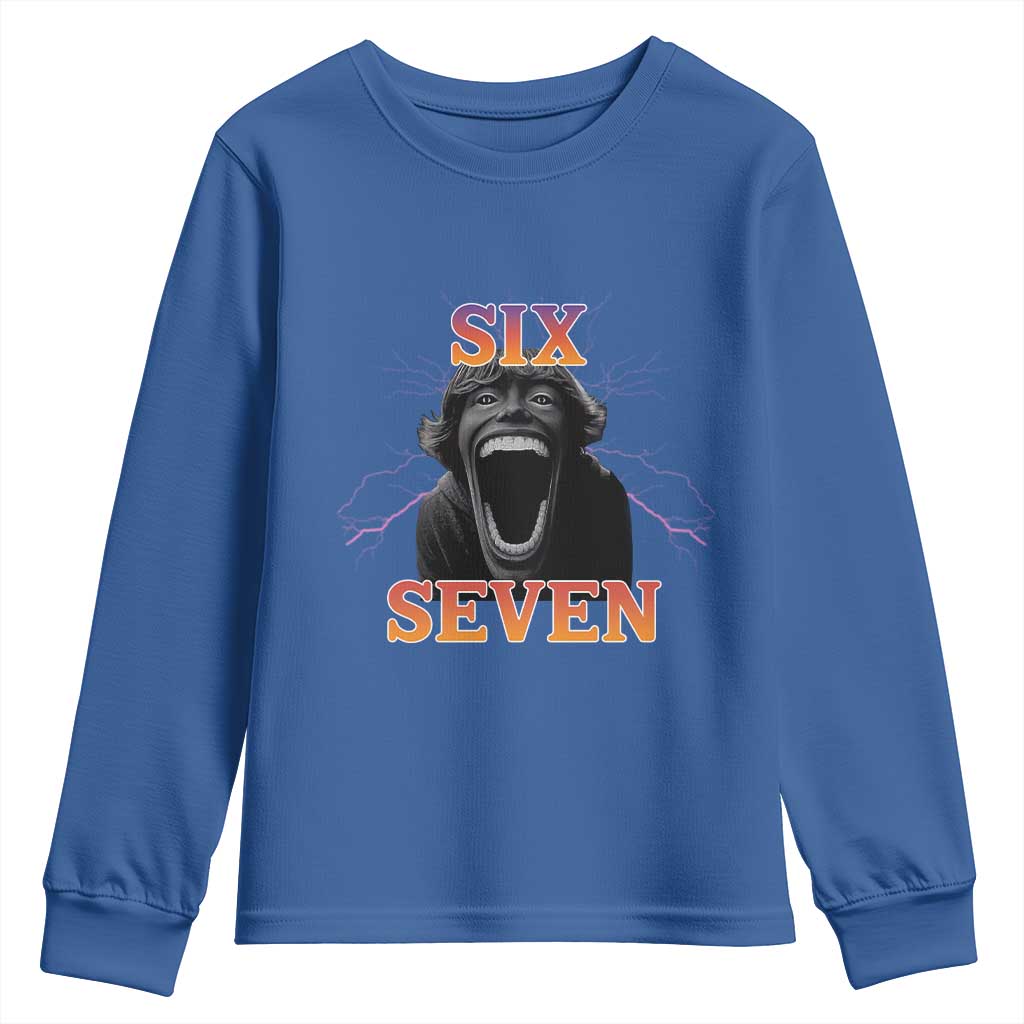 Mason 67 Kid Meme Youth Sweatshirt Devil Edit Viral Six Seven Scream TS02 Royal Blue Print Your Wear