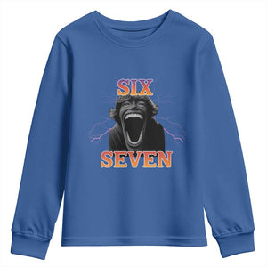 Mason 67 Kid Meme Youth Sweatshirt Devil Edit Viral Six Seven Scream TS02 Royal Blue Print Your Wear