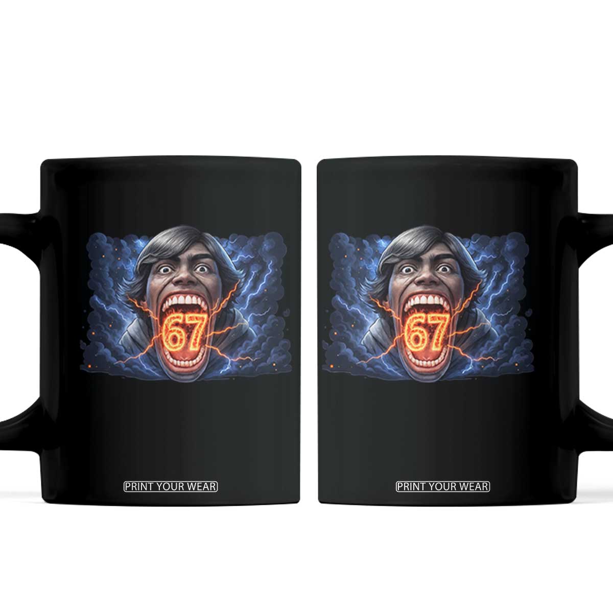 Screaming Mason 67 Kid Meme Coffee Mug Six Seven Viral Devil Transformation Horror Edit TS02 Black Print Your Wear