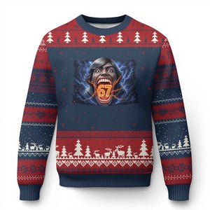 Screaming Mason 67 Kid Meme Ugly Christmas Sweater Six Seven Viral Devil Transformation Horror Edit TS02 Navy Red Print Your Wear