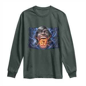 Screaming Mason 67 Kid Meme Long Sleeve Shirt Six Seven Viral Devil Transformation Horror Edit TS02 Dark Forest Green Print Your Wear