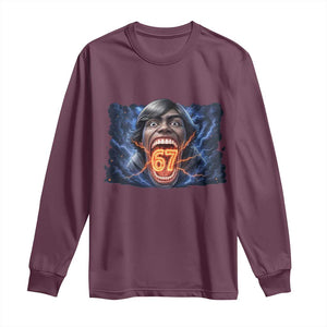 Screaming Mason 67 Kid Meme Long Sleeve Shirt Six Seven Viral Devil Transformation Horror Edit TS02 Maroon Print Your Wear