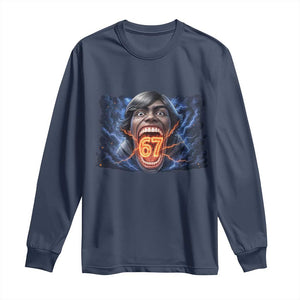 Screaming Mason 67 Kid Meme Long Sleeve Shirt Six Seven Viral Devil Transformation Horror Edit TS02 Navy Print Your Wear