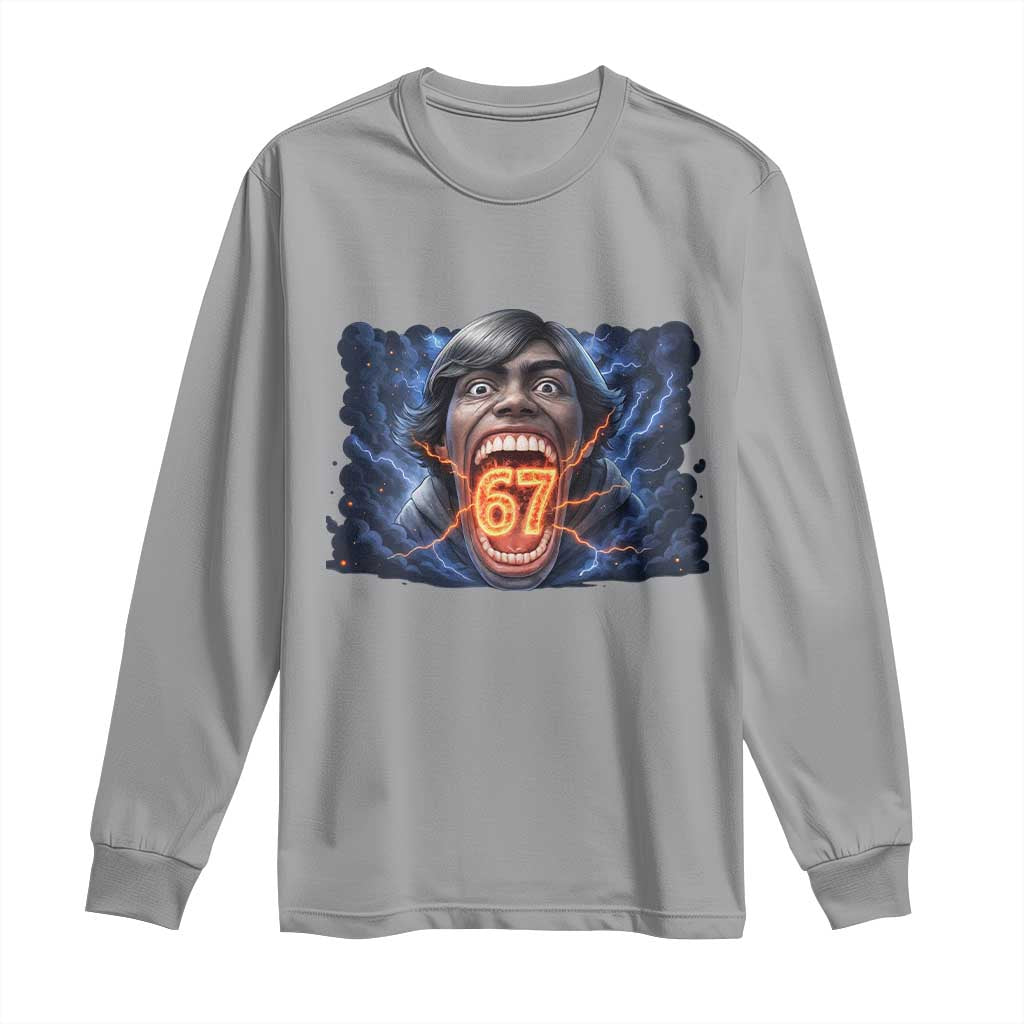 Screaming Mason 67 Kid Meme Long Sleeve Shirt Six Seven Viral Devil Transformation Horror Edit TS02 Sport Gray Print Your Wear