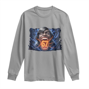 Screaming Mason 67 Kid Meme Long Sleeve Shirt Six Seven Viral Devil Transformation Horror Edit TS02 Sport Gray Print Your Wear