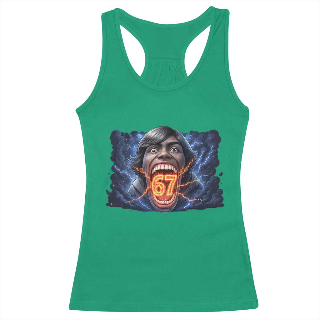 Screaming Mason 67 Kid Meme Racerback Tank Top Six Seven Viral Devil Transformation Horror Edit TS02 Irish Green Print Your Wear
