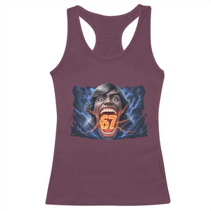 Screaming Mason 67 Kid Meme Racerback Tank Top Six Seven Viral Devil Transformation Horror Edit TS02 Maroon Print Your Wear