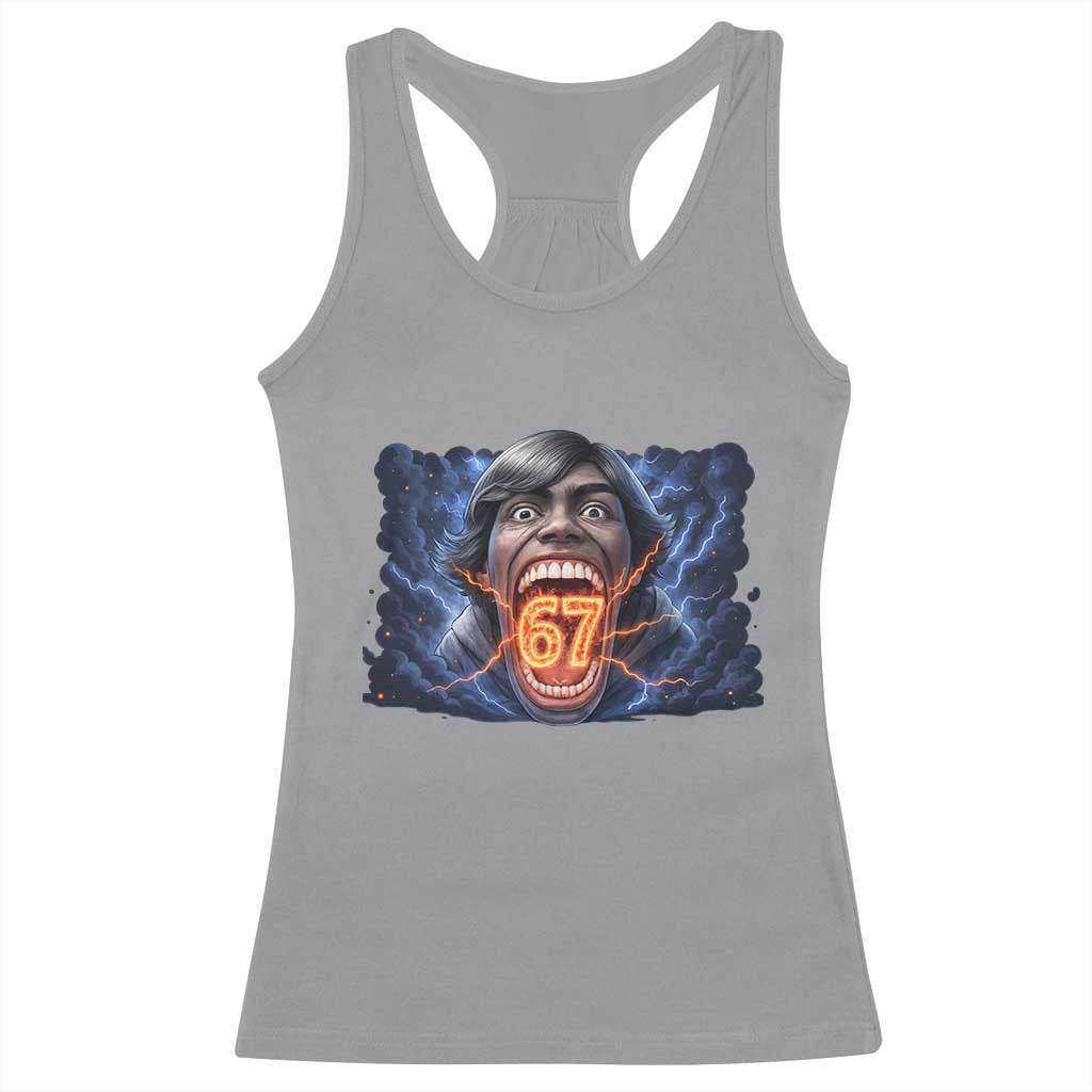 Screaming Mason 67 Kid Meme Racerback Tank Top Six Seven Viral Devil Transformation Horror Edit TS02 Sport Gray Print Your Wear