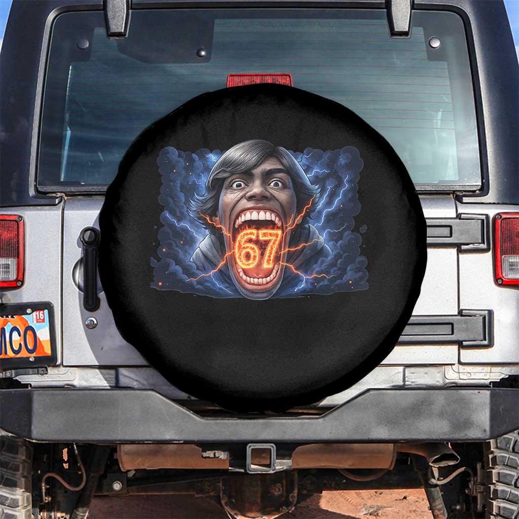 Screaming Mason 67 Kid Meme Spare Tire Cover Six Seven Viral Devil Transformation Horror Edit TS02 No hole Black Print Your Wear