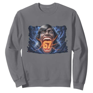 Screaming Mason 67 Kid Meme Sweatshirt Six Seven Viral Devil Transformation Horror Edit TS02 Charcoal Print Your Wear