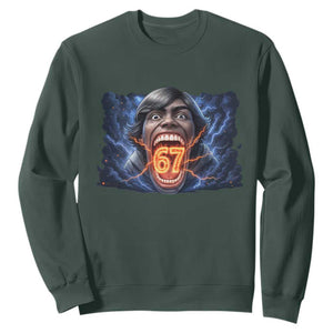 Screaming Mason 67 Kid Meme Sweatshirt Six Seven Viral Devil Transformation Horror Edit TS02 Dark Forest Green Print Your Wear