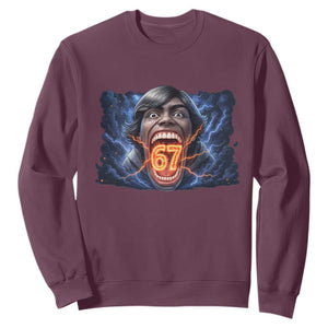 Screaming Mason 67 Kid Meme Sweatshirt Six Seven Viral Devil Transformation Horror Edit TS02 Maroon Print Your Wear