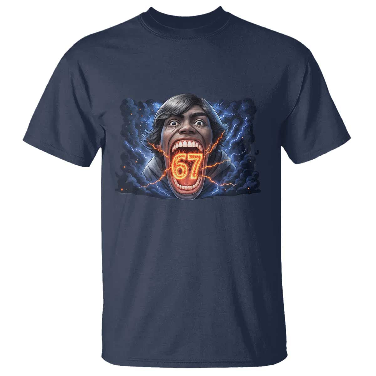 Screaming Mason 67 Kid Meme T Shirt Six Seven Viral Devil Transformation Horror Edit TS02 Navy Print Your Wear