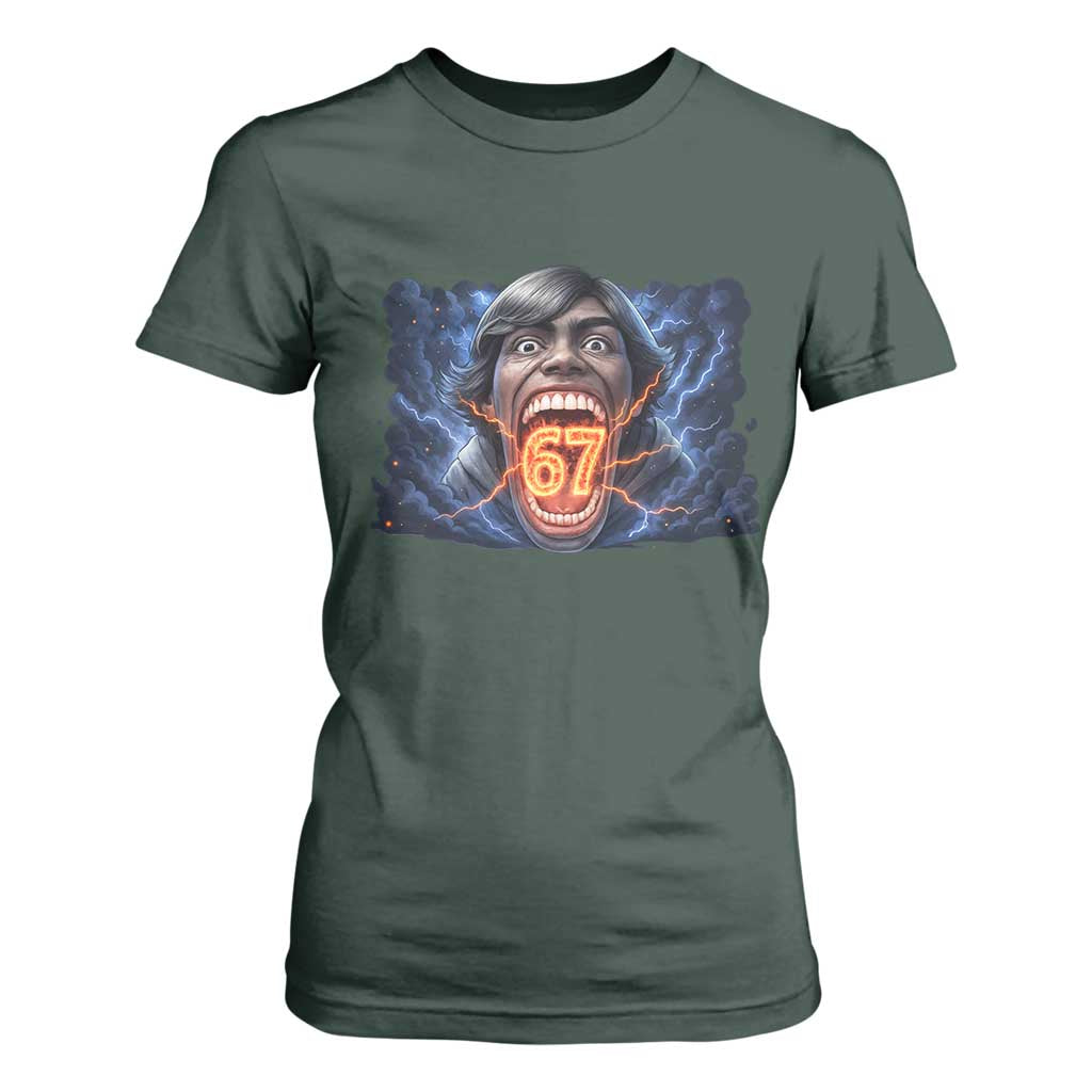 Screaming Mason 67 Kid Meme T Shirt For Women Six Seven Viral Devil Transformation Horror Edit TS02 Dark Forest Green Print Your Wear